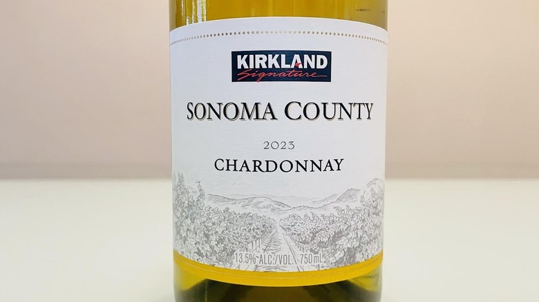 Close-up of Kirkland Signature Sonoma County Chardonnay label