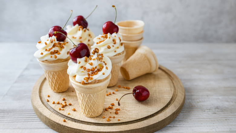 Cupcakes baked in ice cream cones