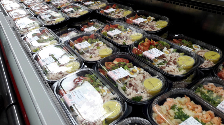 An assortment of salads on display at Costco