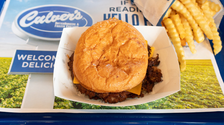 Culver's burgers and fries on a tray.