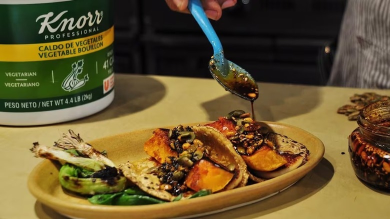 squash tacos with salsa macha