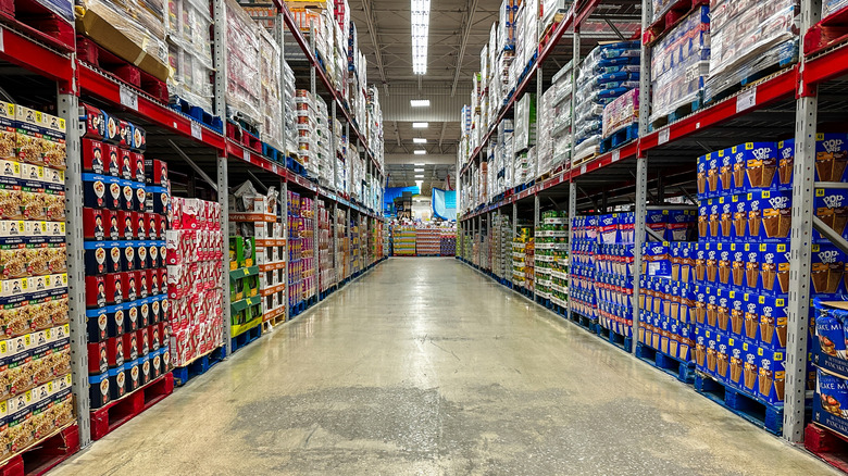 Products stacked in Sam's Club warehouse