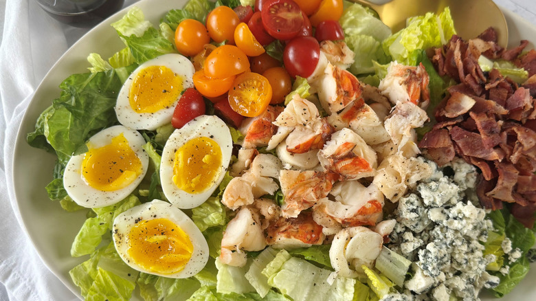 lobster cobb salad on platter
