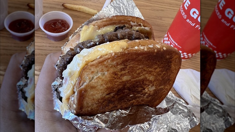 The double grilled cheeseburger from Five Guys