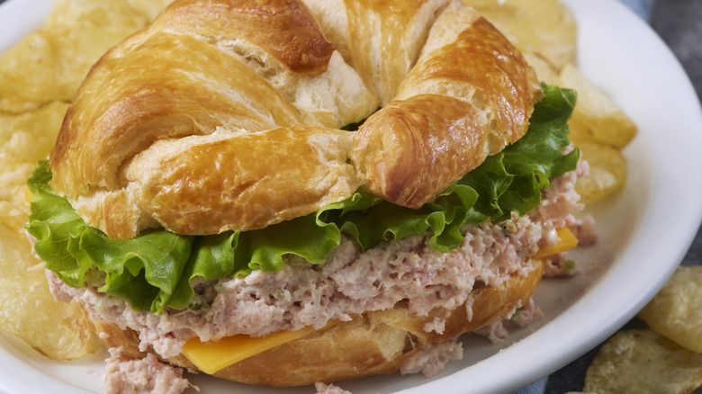 Mock ham salad on croissant