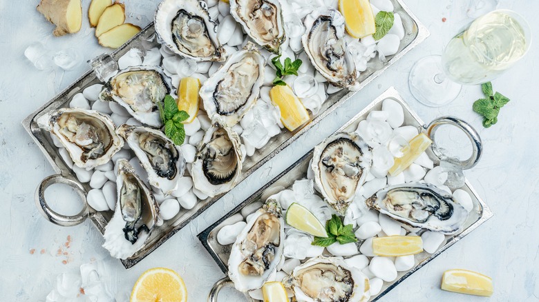 lemon oysters on half shell