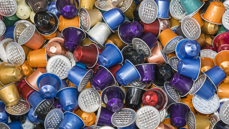 A close up shot of used coffee pods