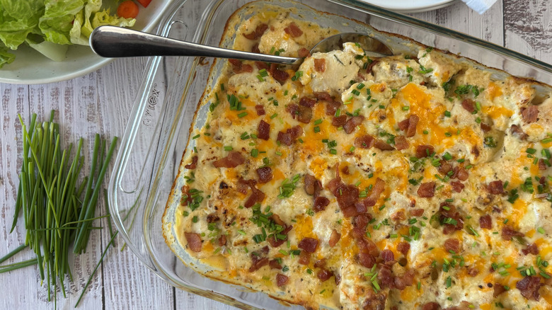 million dollar chicken casserole in dish