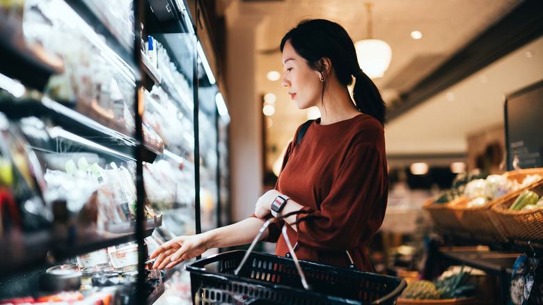A customer shopping at the grocery store