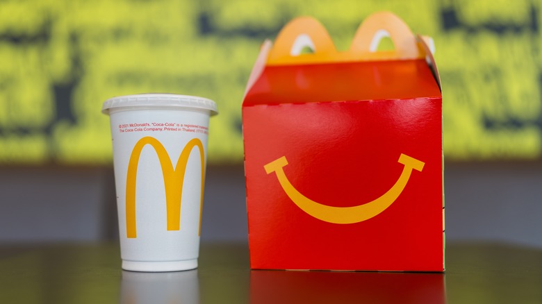 Happy Meal box and drink from McDonald's