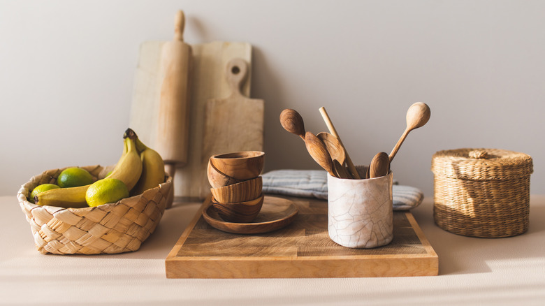 organized kitchen counter pictured