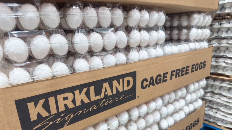 pictured close up of Costco cage free eggs