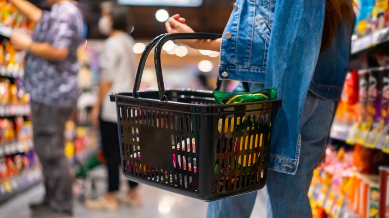 A customer shopping at a grocery store