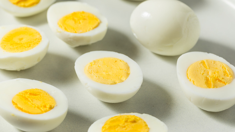 hard boiled eggs sliced and whole