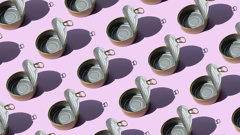 Opened empty tin cans