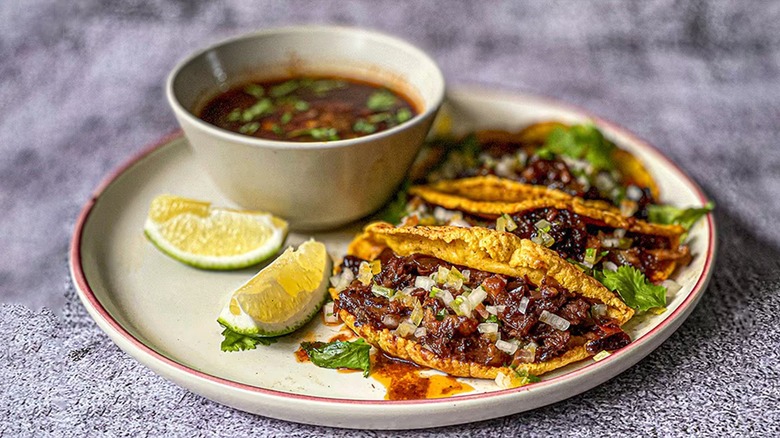 birria tacos with consomé