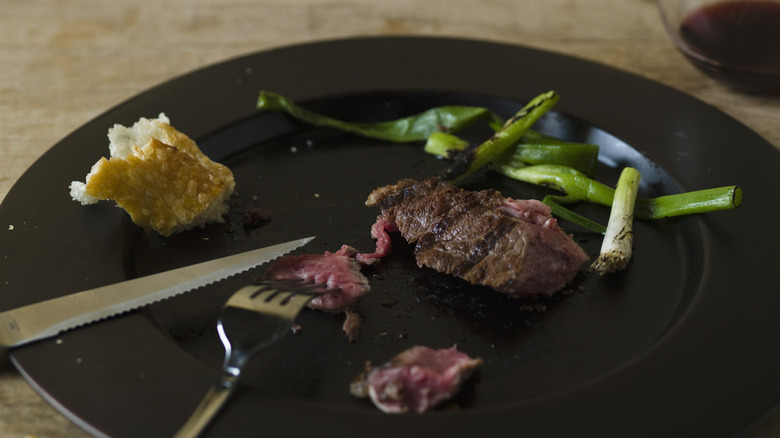 Mostly finished plate of food