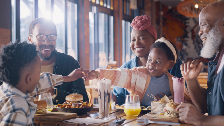 Family dining at a restaurant