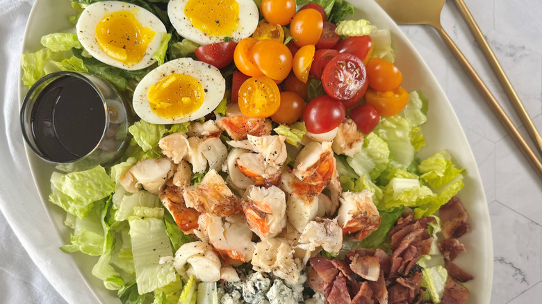 lobster cobb salad on platter