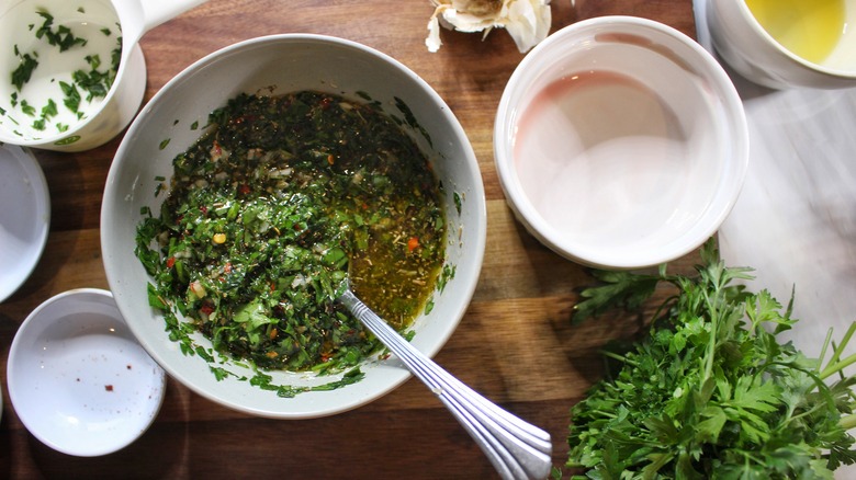chimichurri in bowl