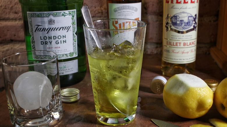 ice and liquor in glass