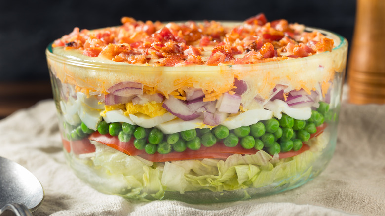 A bowl of forgotten layered salad