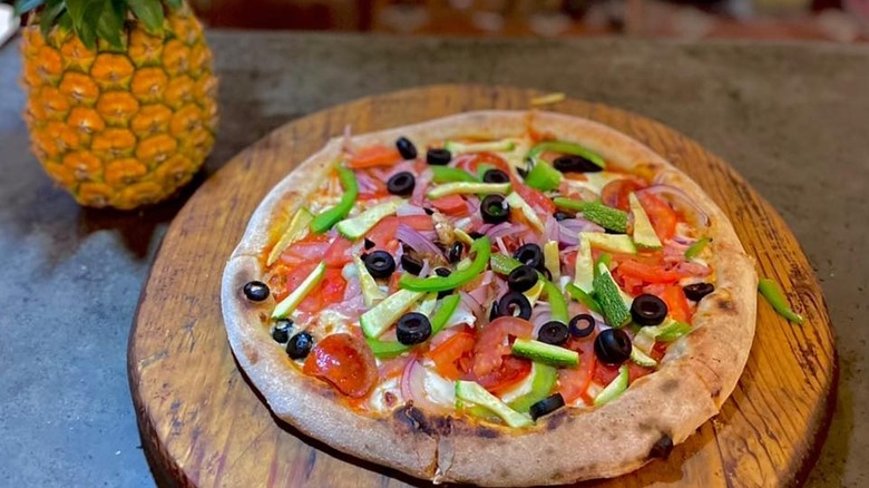 Pizza loaded with toppings from Pizza Venezia