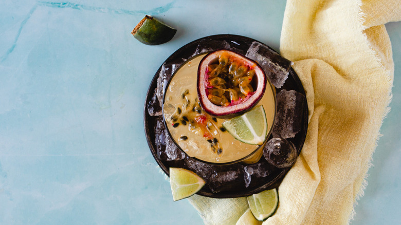 passion fruit caipirinha on ice