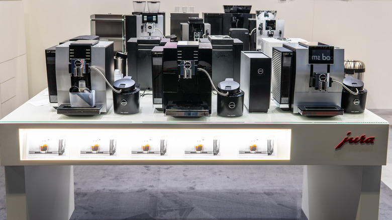 Lineup of Jura coffee machines