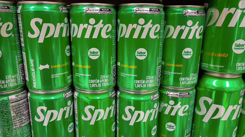 rows of sprite in a supermarket