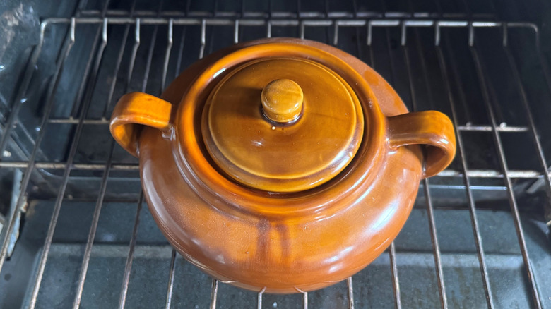 dutch oven with lid on oven rack