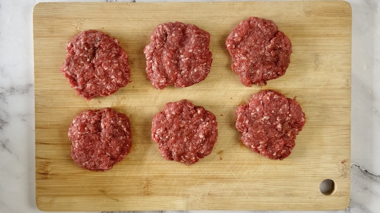six ground beef patties