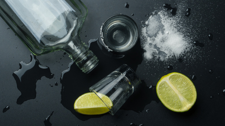 spilled drink with limes