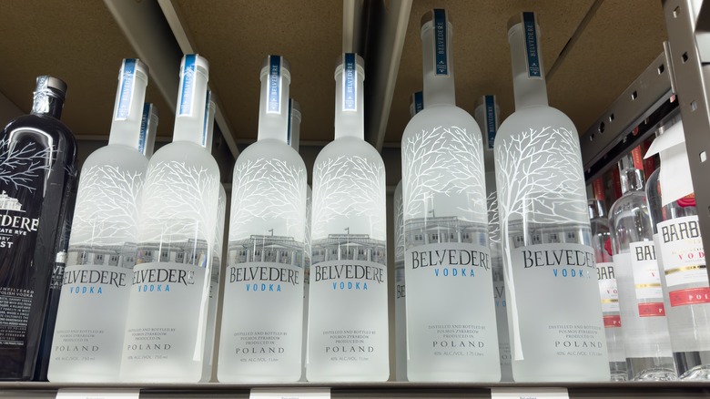 Belvedere vodka on display at a grocery store