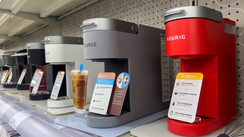 Different Keurig machines on display at store