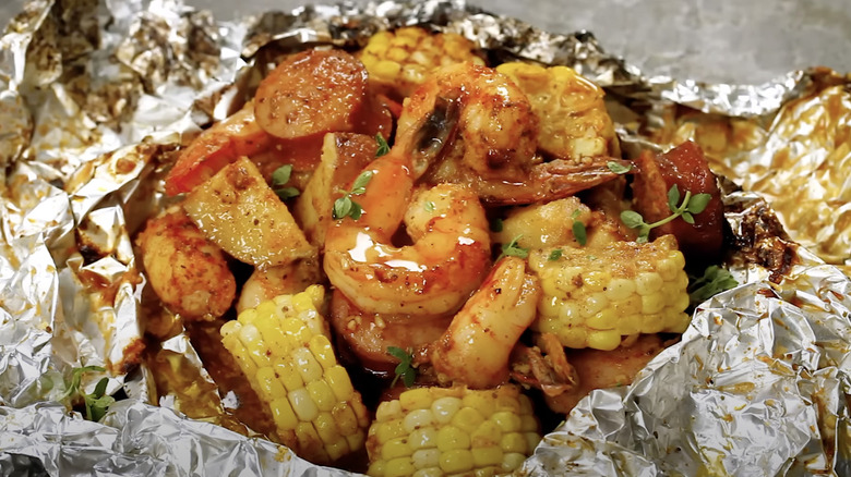 A foil-boil seafood boil.