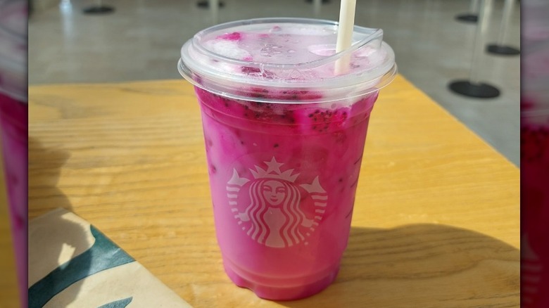 Creamy dragon fruit lemonade refresher from Starbucks