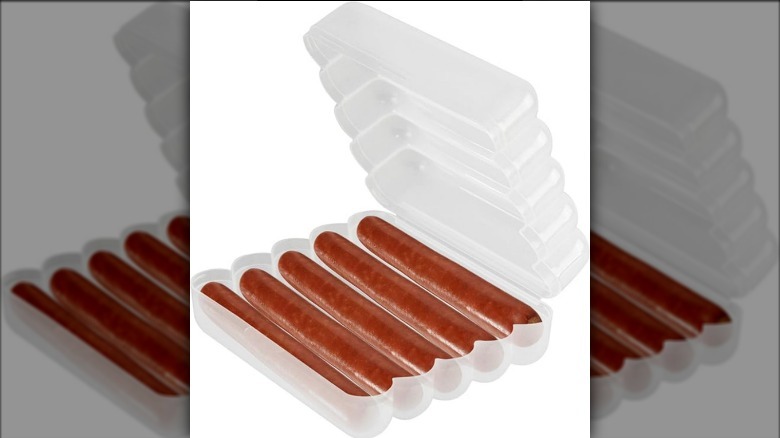 Home-X hot dog storage device full of hot dogs