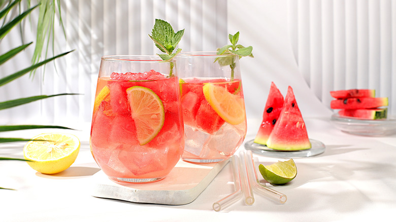 watermelon lemonades served in glass