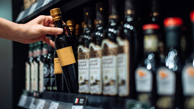 Premium vinegar at grocery store