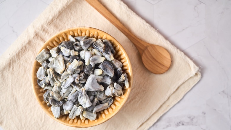 wooden bowl of huitlacoche
