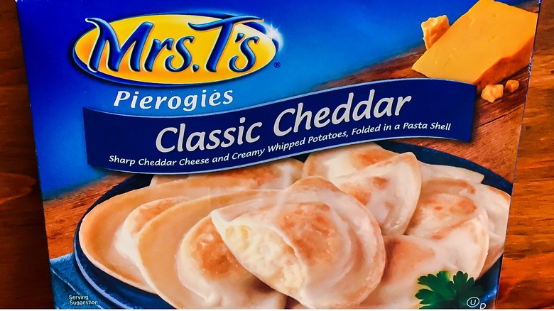Box of Mrs. T's pierogies