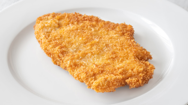 Fried Chicken Milanese dipped in egg and bread crumbs